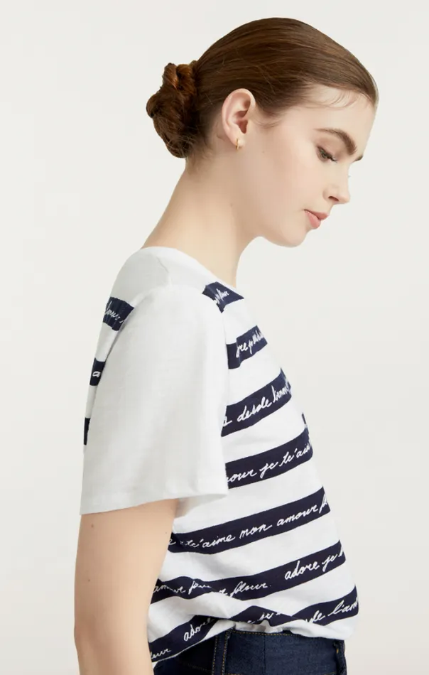 Cinq A Sept Tees Women Love Letter Stripe Tee White Multi
