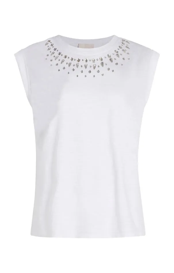 Cinq A Sept Tees Women Mixed Rhinestone Bella Tee White Multi