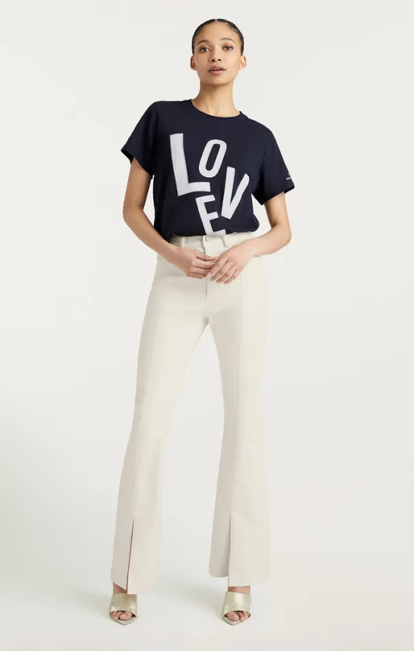 Cinq A Sept Tees Women Poplin Spell Love Tee Navywhite