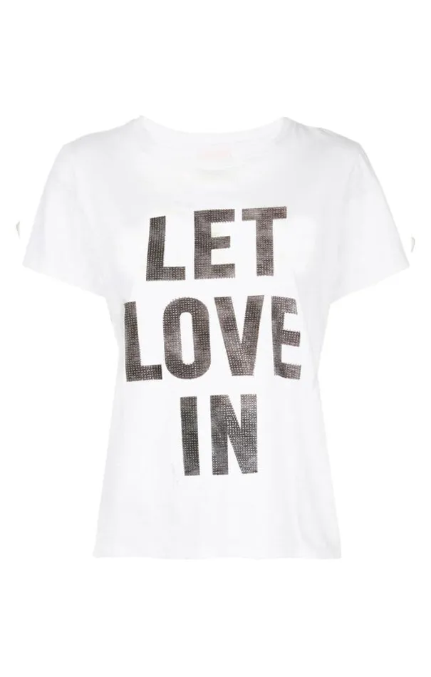Cinq A Sept Tees Women Rhinestone Let Love In Tee Whiteblack