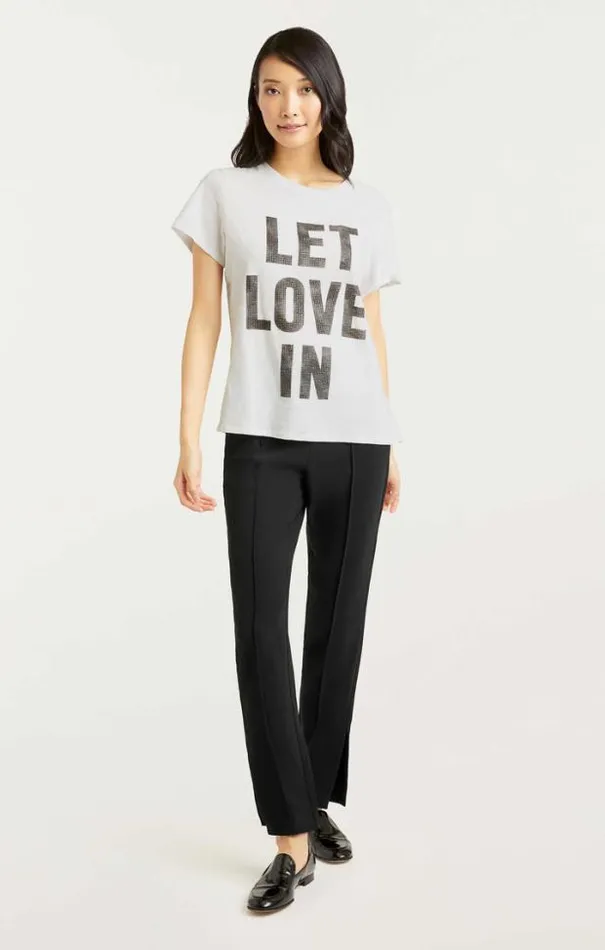 Cinq A Sept Tees Women Rhinestone Let Love In Tee Whiteblack