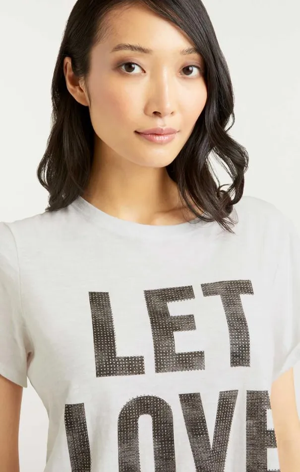 Cinq A Sept Tees Women Rhinestone Let Love In Tee Whiteblack