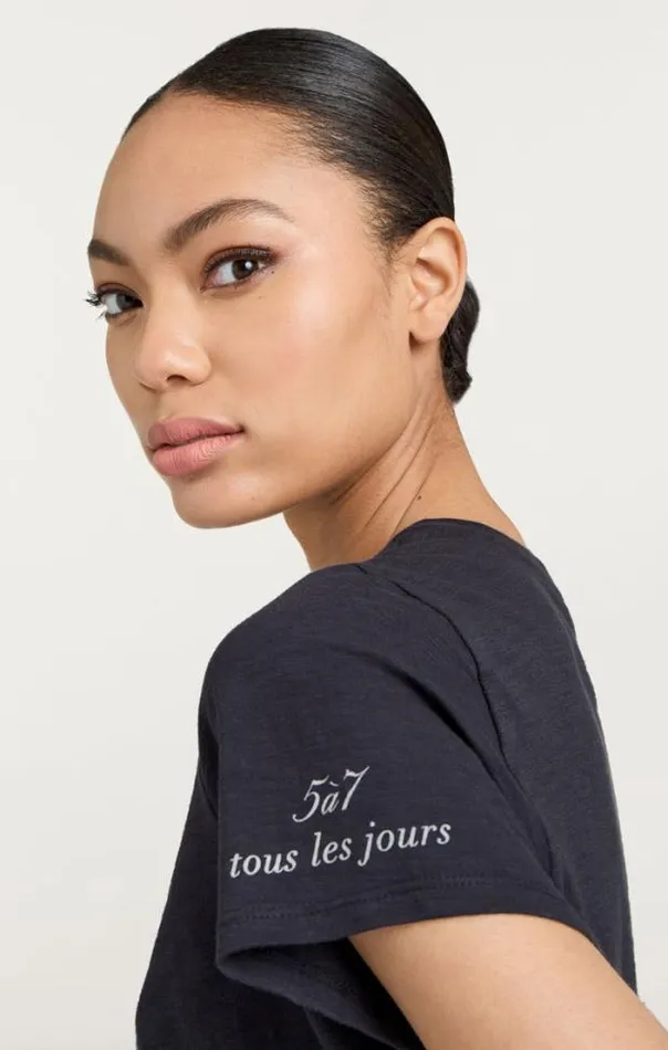 Cinq A Sept Tees Women Rhinestone Paris 57 Tee Navywhite