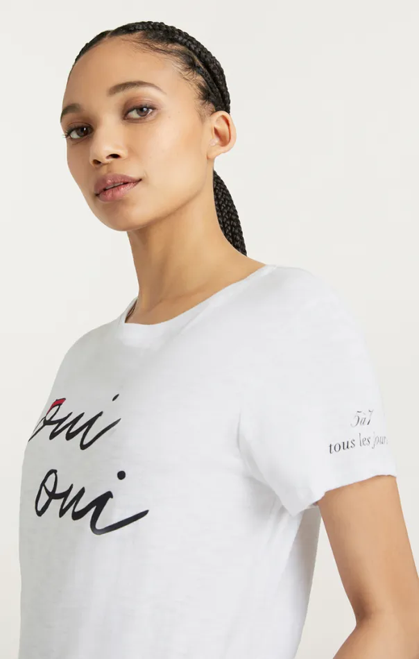 Cinq A Sept Tees Women Shrunken Oui Oui Tee Whiteblack