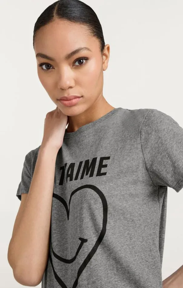 Cinq A Sept Tees Women Smiling Heart Tee Heather Greyblack