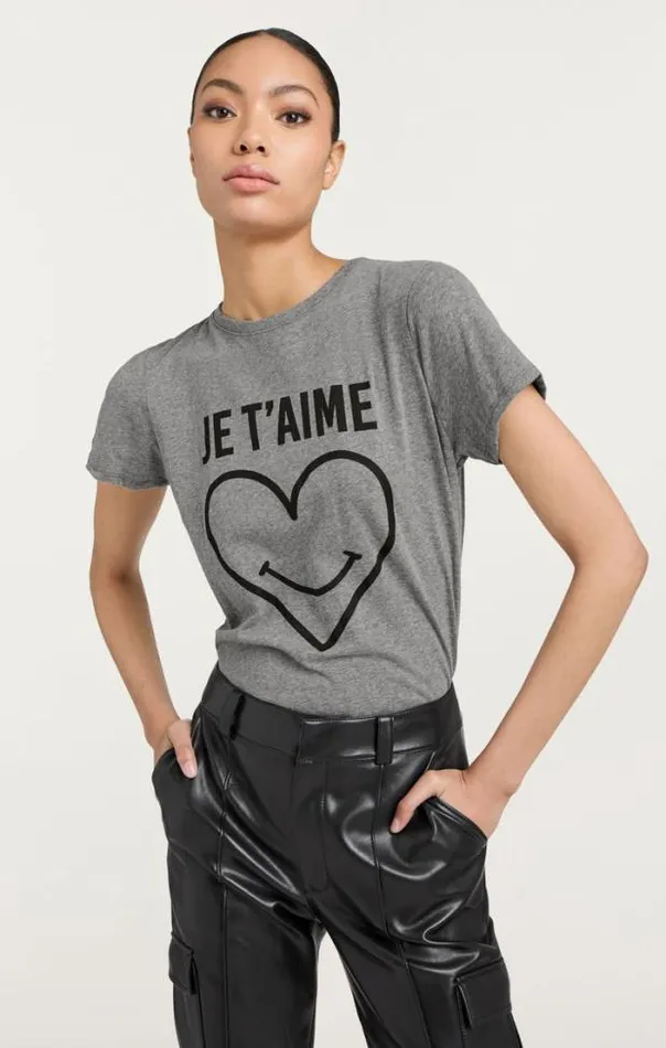 Cinq A Sept Tees Women Smiling Heart Tee Heather Greyblack
