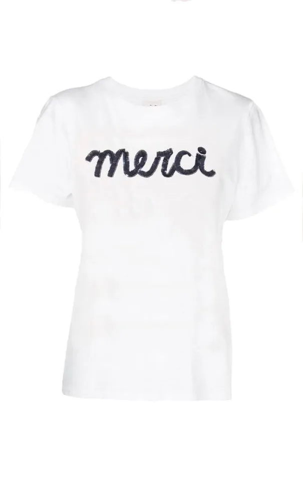 Cinq A Sept Tees Women Threaded Merci Tee White Multi