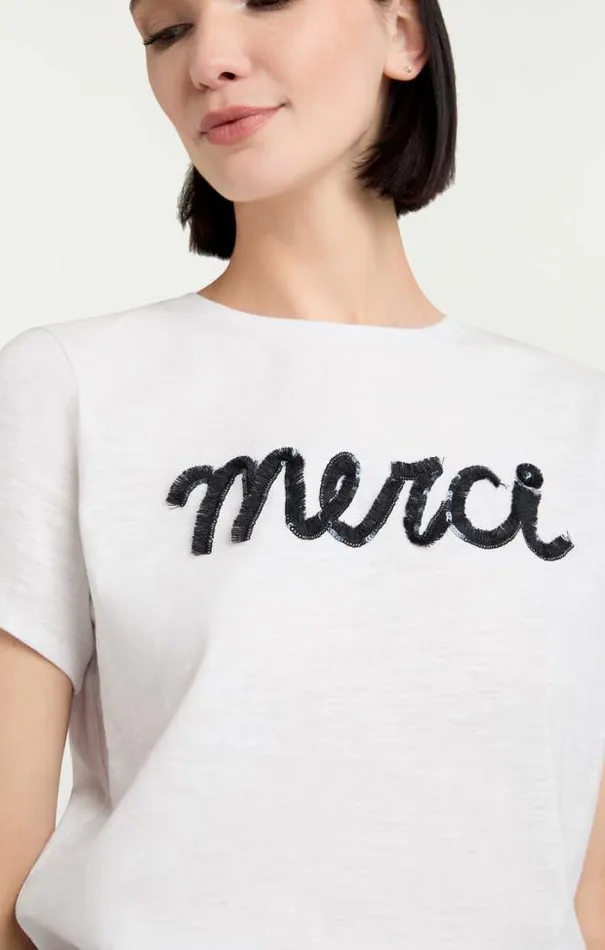 Cinq A Sept Tees Women Threaded Merci Tee White Multi