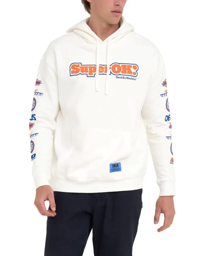 Circuit Hoodie 8211 Vintage White Men Deus Ex Machina Hoodies and Sweaters