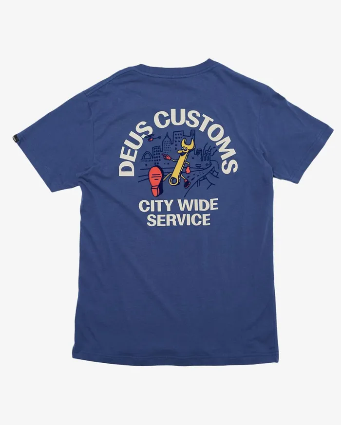 City Wide Tee Regular Fit 8211 Dusty Blue Men Deus Ex Machina Tees City Wide Tee Regular Fit 8211 Dusty Blue Men Deus Ex Machina Tees