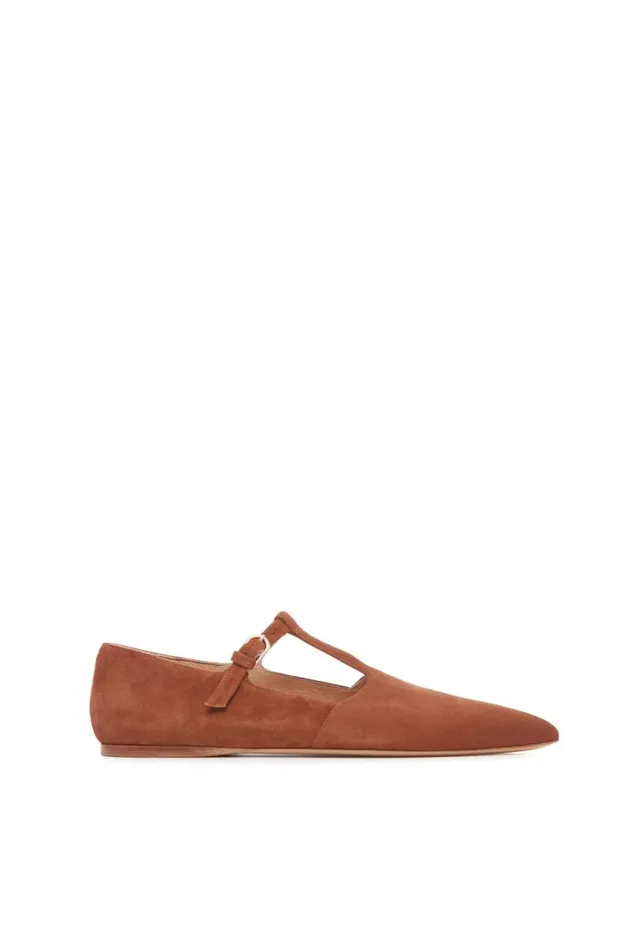 Gabriela Hearst Ballet Flats Women Lola Ballerina Flat In Cognac Suede