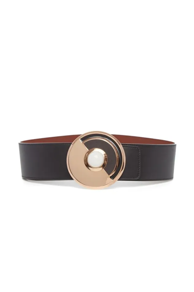 Gabriela Hearst Belts Women Moya Reversible Large Belt In Black Leather and Moonstone Gabriela Hearst Belts Women Moya Reversible Large Belt In Black Leather and Moonstone