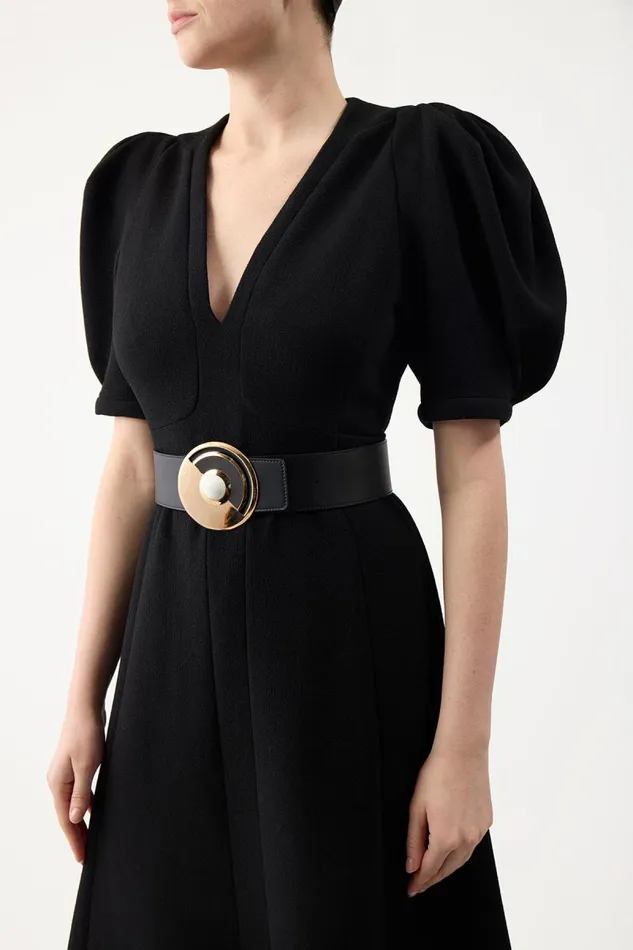 Gabriela Hearst Belts Women Moya Reversible Large Belt In Black Leather and Moonstone Gabriela Hearst Belts Women Moya Reversible Large Belt In Black Leather and Moonstone