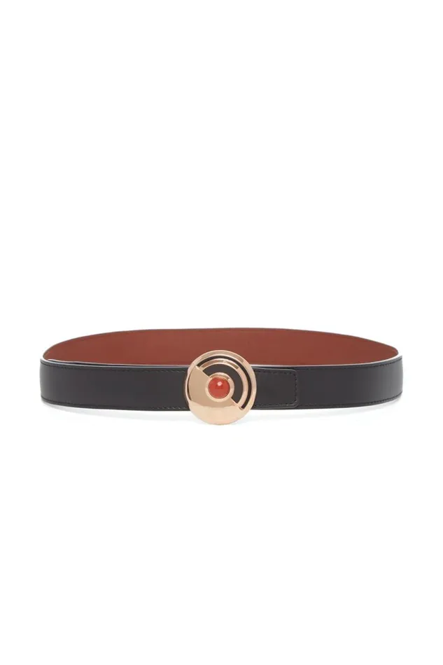 Gabriela Hearst Belts Women Moya Reversible Large Belt In Black Leather and Red Jasper Gabriela Hearst Belts Women Moya Reversible Large Belt In Black Leather and Red Jasper