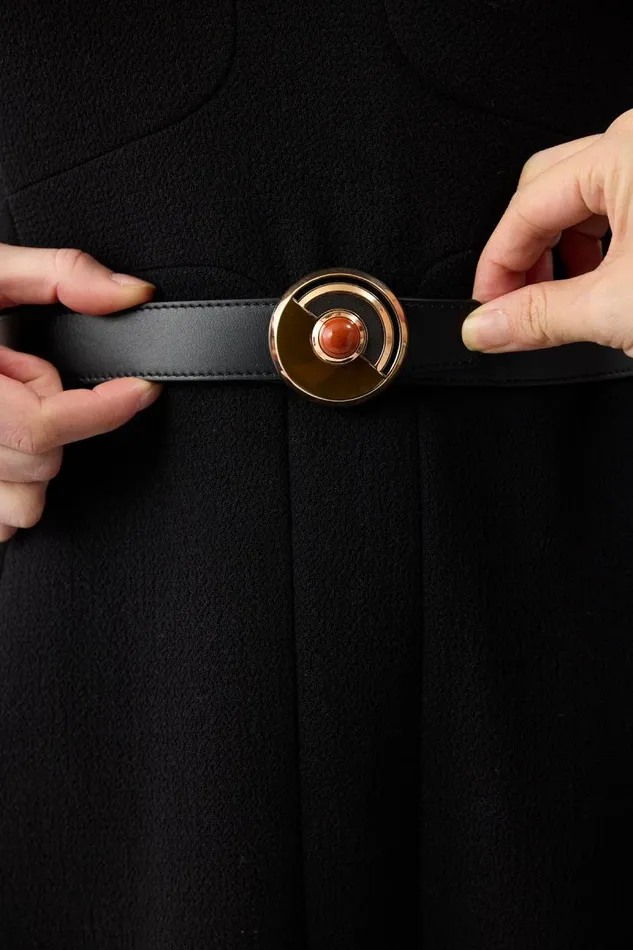 Gabriela Hearst Belts Women Moya Reversible Large Belt In Black Leather and Red Jasper