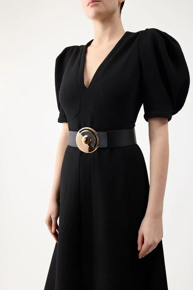 Gabriela Hearst Belts Women Moya Reversible Large Belt In Black Leather and Tigers Eye Gabriela Hearst Belts Women Moya Reversible Large Belt In Black Leather and Tigers Eye