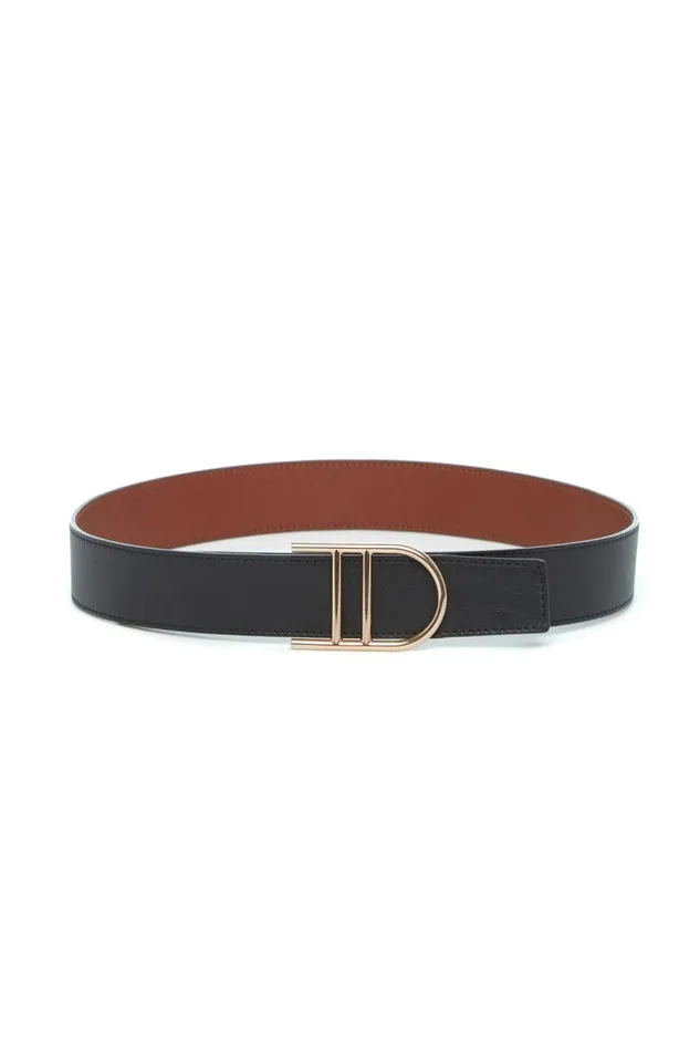 Gabriela Hearst Belts Women Reversible Neala Belt In Black and Cognac Leather