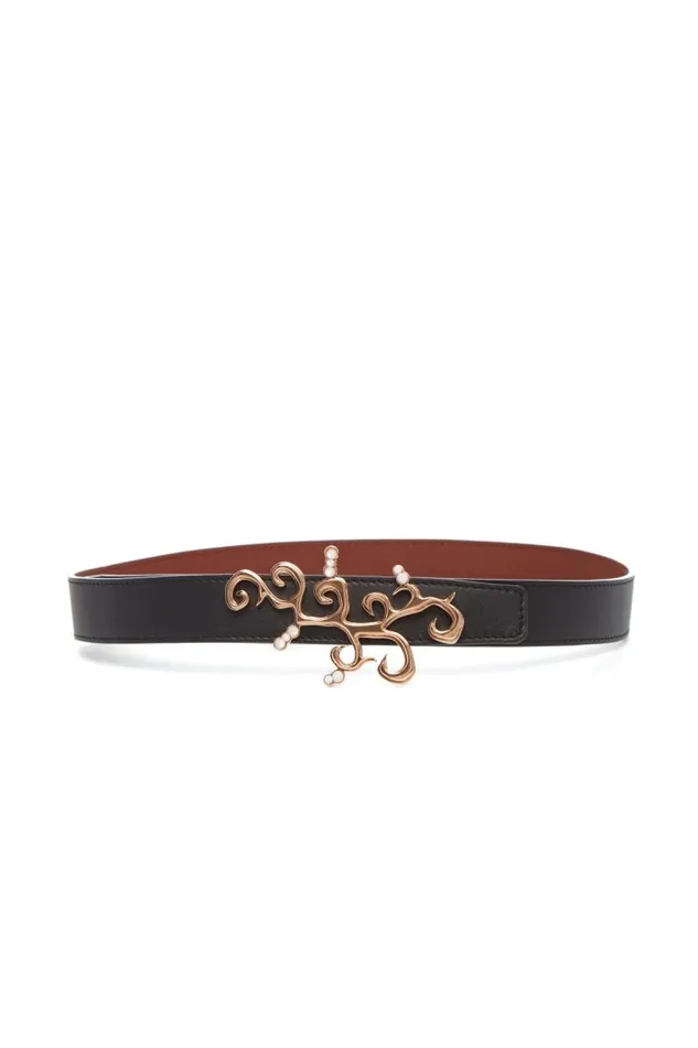 Gabriela Hearst Belts Women Sylvian Reversible Belt In Rose Gold And Black Leather Gabriela Hearst Belts Women Sylvian Reversible Belt In Rose Gold And Black Leather