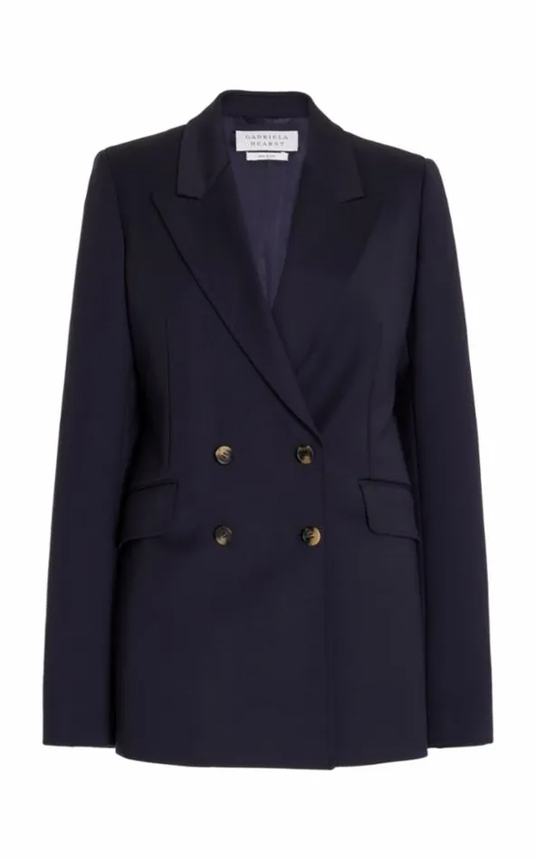 Gabriela Hearst Blazers and Vests Women Angela Blazer In Dark Navy Sportswear Wool Gabriela Hearst Blazers and Vests Women Angela Blazer In Dark Navy Sportswear Wool