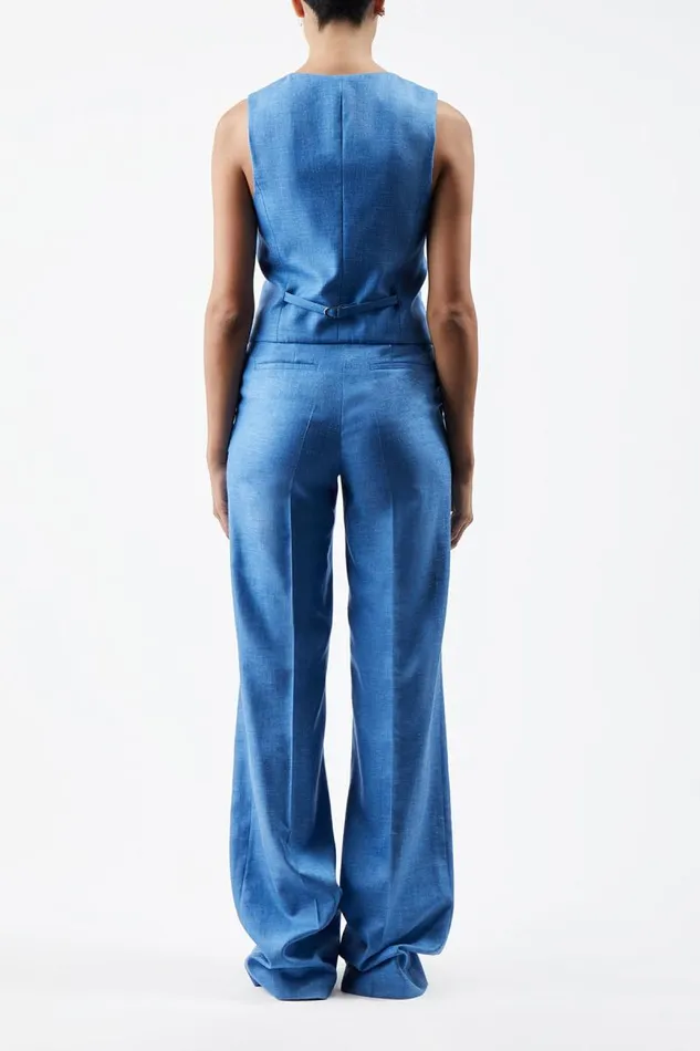 Gabriela Hearst Blazers and Vests Women Coleridge Vest In Aventurine Blue Virgin Wool And Silk Linen Twill