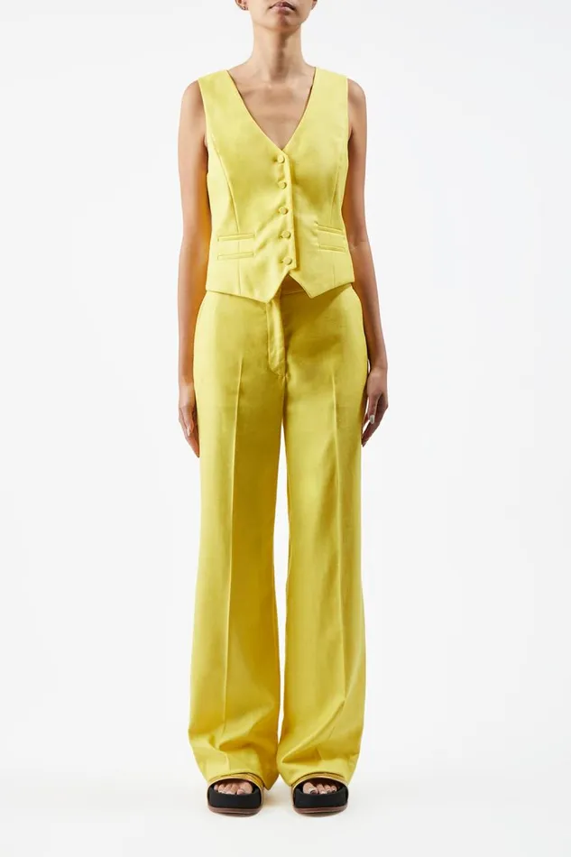 Gabriela Hearst Blazers and Vests Women Coleridge Vest In Cadmium Yellow Virgin Wool And Silk Linen Twill