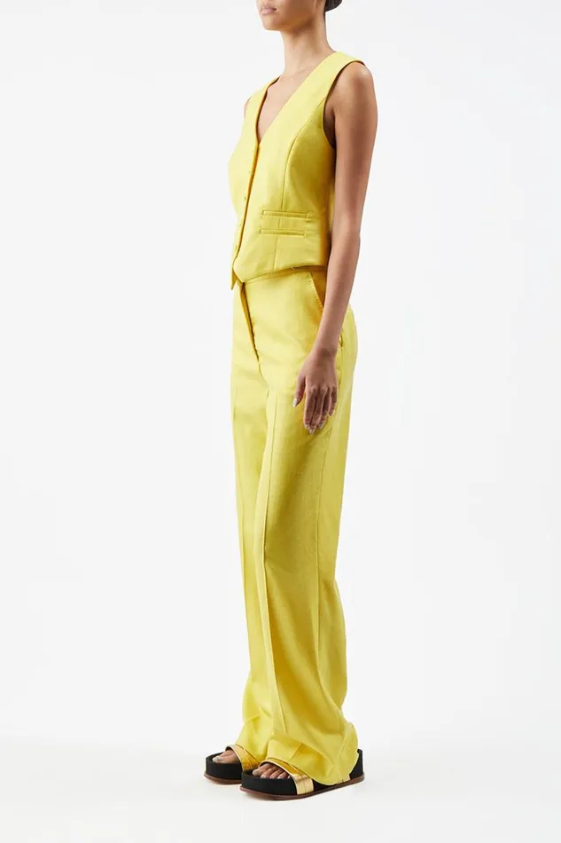 Gabriela Hearst Blazers and Vests Women Coleridge Vest In Cadmium Yellow Virgin Wool And Silk Linen Twill