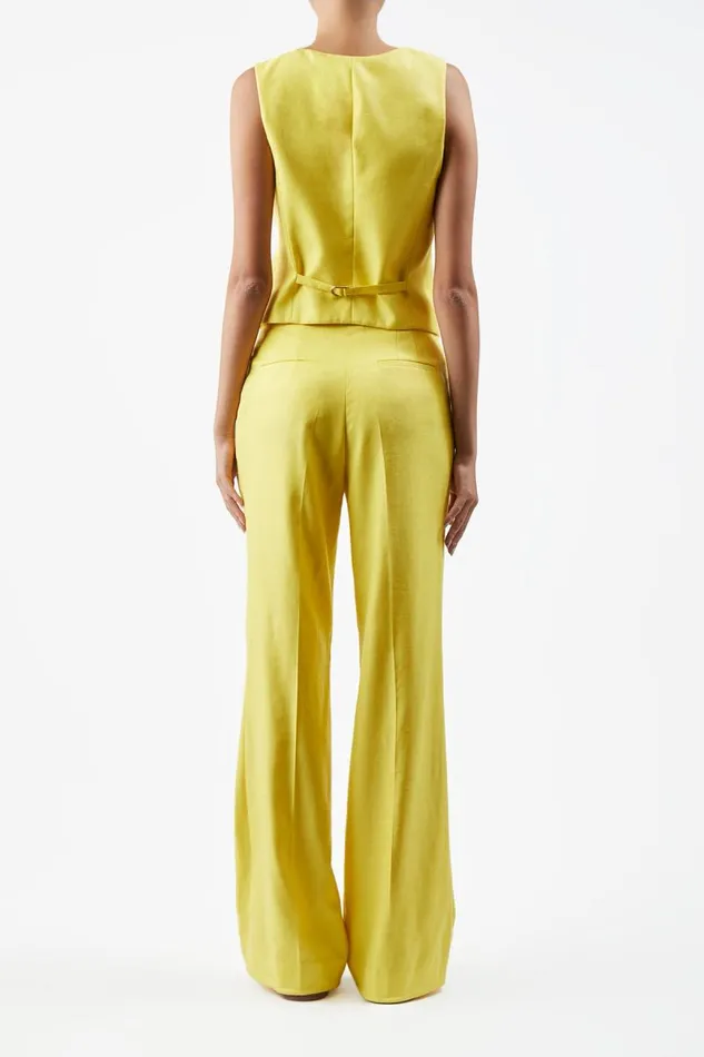 Gabriela Hearst Blazers and Vests Women Coleridge Vest In Cadmium Yellow Virgin Wool And Silk Linen Twill