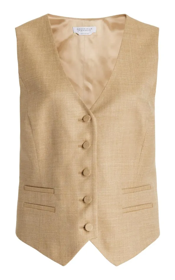 Gabriela Hearst Blazers and Vests Women Coleridge Vest In Hay Virgin Wool And Silk Linen Gabriela Hearst Blazers and Vests Women Coleridge Vest In Hay Virgin Wool And Silk Linen