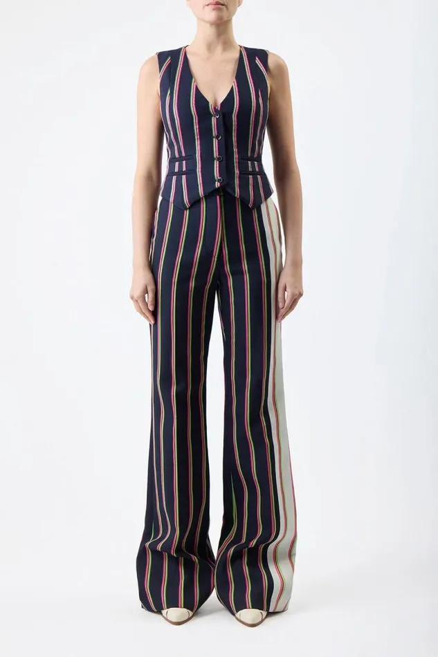 Gabriela Hearst Blazers and Vests Women Coleridge Vest In Navy Multi Striped Wool