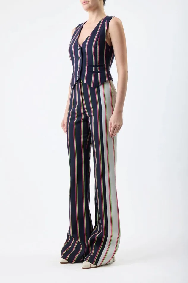 Gabriela Hearst Blazers and Vests Women Coleridge Vest In Navy Multi Striped Wool