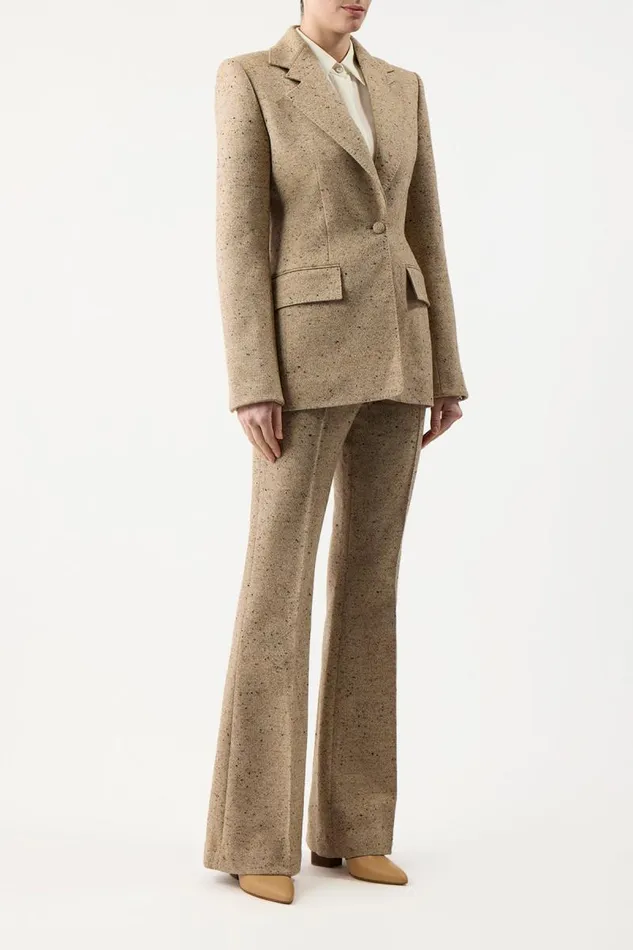 Gabriela Hearst Blazers and Vests Women Delmas Blazer In Oatmeal Multi Cashmere Virgin Wool