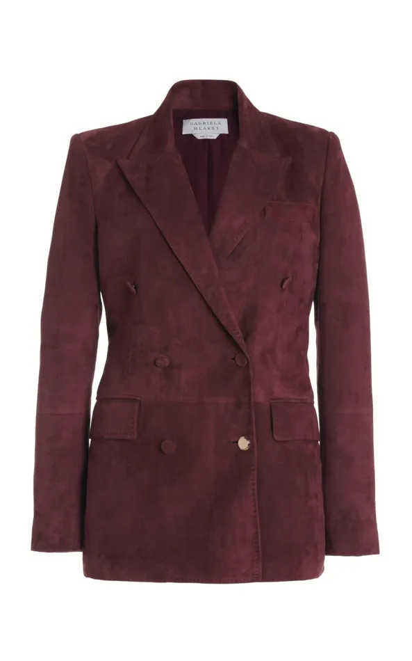 Gabriela Hearst Blazers and Vests Women Gavin Blazer In Deep Bordeaux Suede