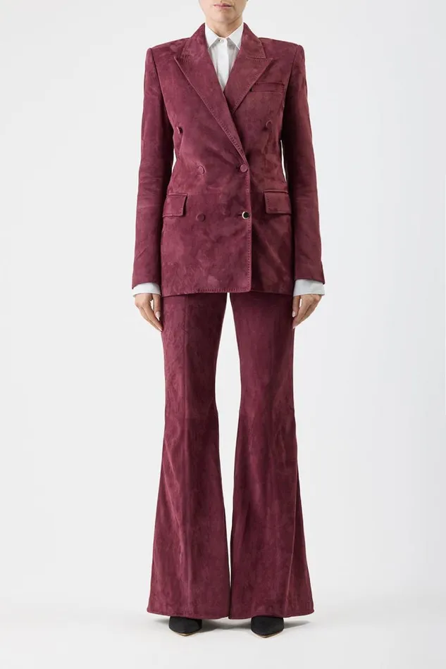 Gabriela Hearst Blazers and Vests Women Gavin Blazer In Deep Bordeaux Suede