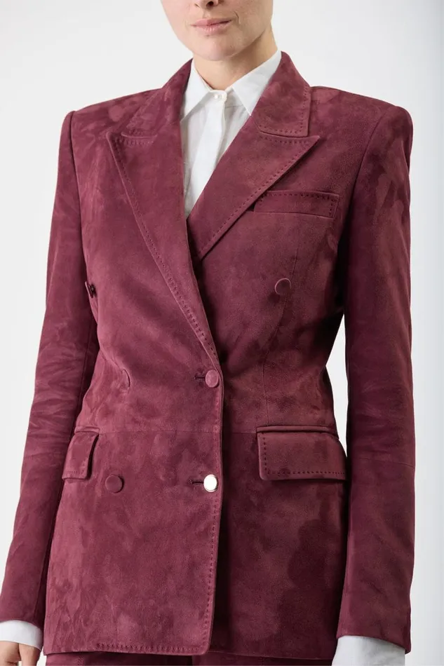 Gabriela Hearst Blazers and Vests Women Gavin Blazer In Deep Bordeaux Suede