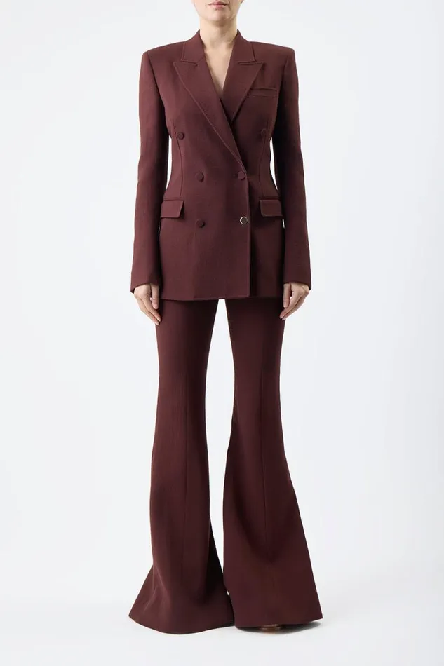 Gabriela Hearst Blazers and Vests Women Gavin Blazer In Deep Bordeaux Virgin Wool Crepe