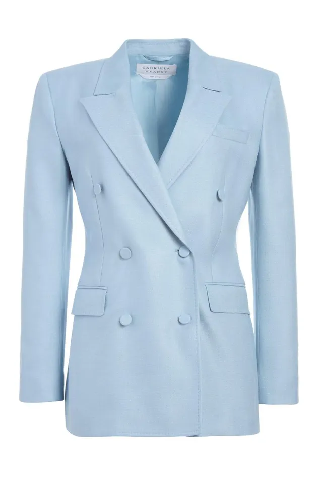 Gabriela Hearst Blazers and Vests Women Gavin Blazer In Stone Blue SIlk Virgin Wool Gabriela Hearst Blazers and Vests Women Gavin Blazer In Stone Blue SIlk Virgin Wool