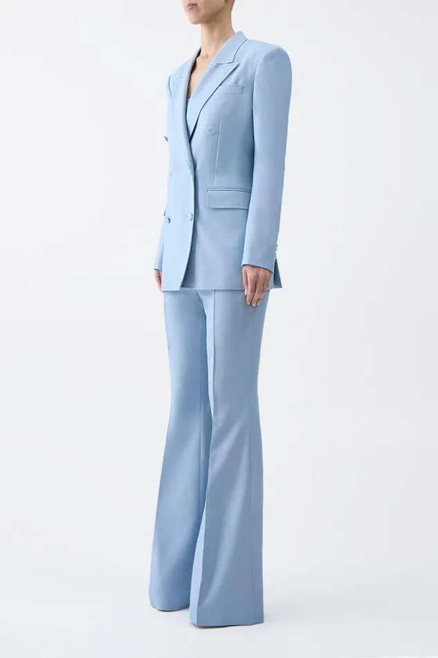 Gabriela Hearst Blazers and Vests Women Gavin Blazer In Stone Blue SIlk Virgin Wool