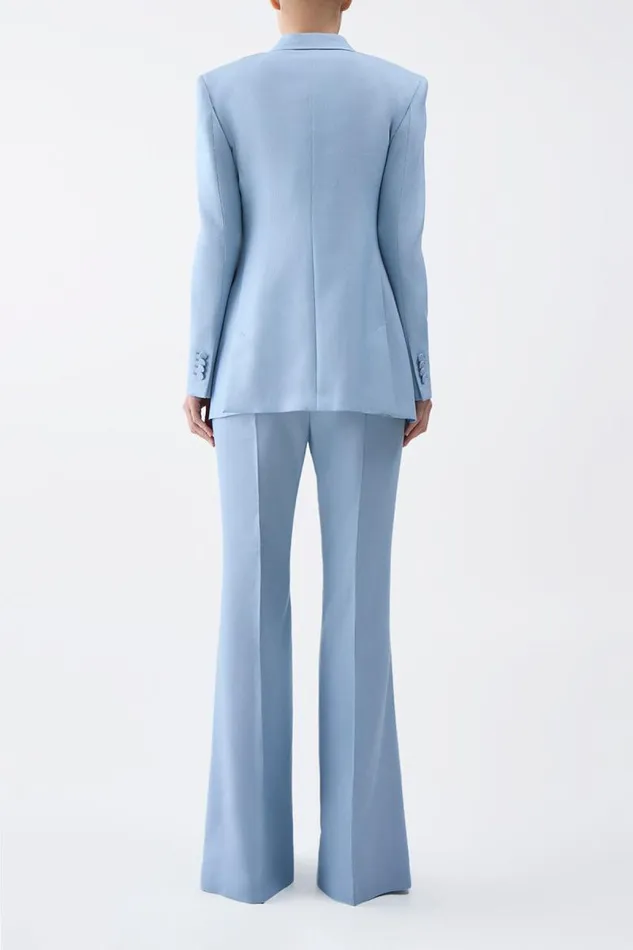 Gabriela Hearst Blazers and Vests Women Gavin Blazer In Stone Blue SIlk Virgin Wool
