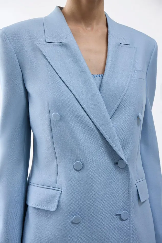 Gabriela Hearst Blazers and Vests Women Gavin Blazer In Stone Blue SIlk Virgin Wool