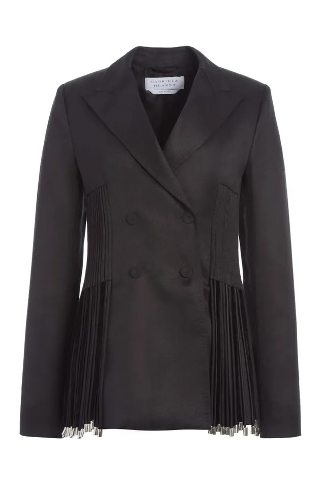 Gabriela Hearst Blazers and Vests Women Giorgio Fringe Blazer In Black Textured Linen Gabriela Hearst Blazers and Vests Women Giorgio Fringe Blazer In Black Textured Linen