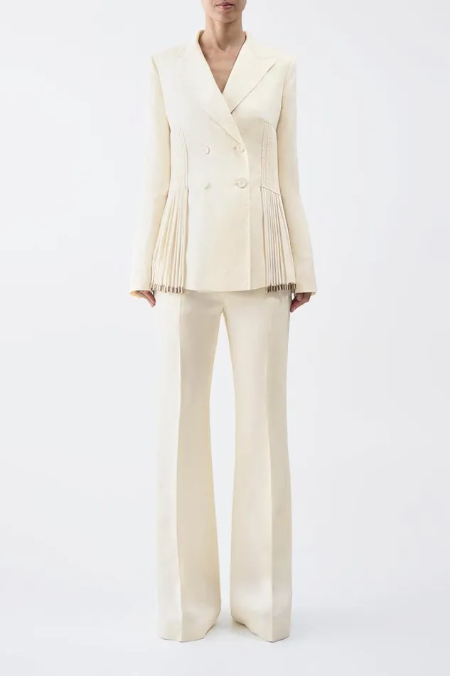 Gabriela Hearst Blazers and Vests Women Giorgio Fringe Blazer In Ivory Textured Linen