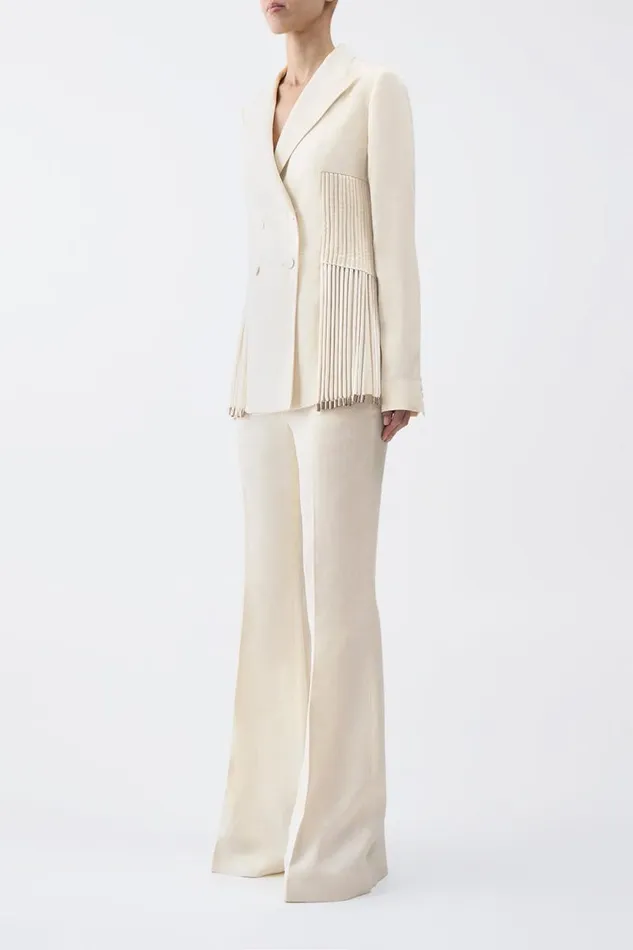 Gabriela Hearst Blazers and Vests Women Giorgio Fringe Blazer In Ivory Textured Linen
