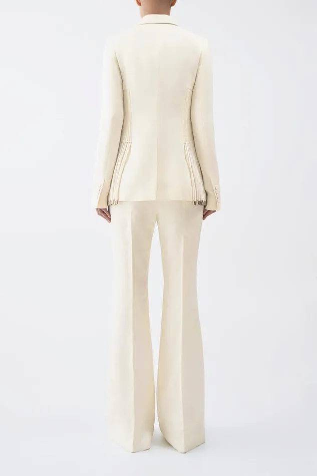 Gabriela Hearst Blazers and Vests Women Giorgio Fringe Blazer In Ivory Textured Linen