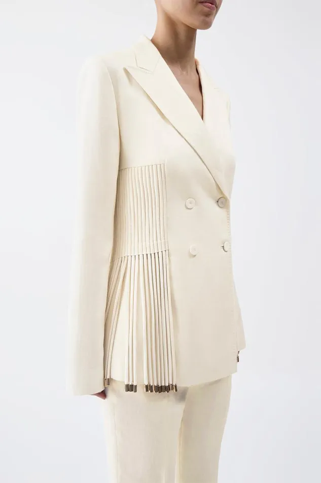 Gabriela Hearst Blazers and Vests Women Giorgio Fringe Blazer In Ivory Textured Linen