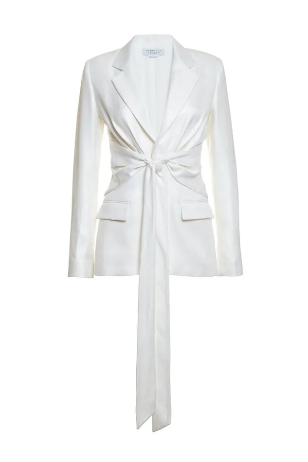 Gabriela Hearst Blazers and Vests Women Grant Knotted Blazer In Ivory Silk
