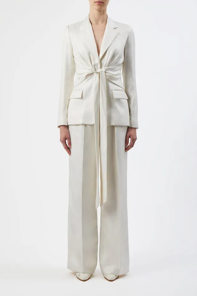 Gabriela Hearst Blazers and Vests Women Grant Knotted Blazer In Ivory Silk
