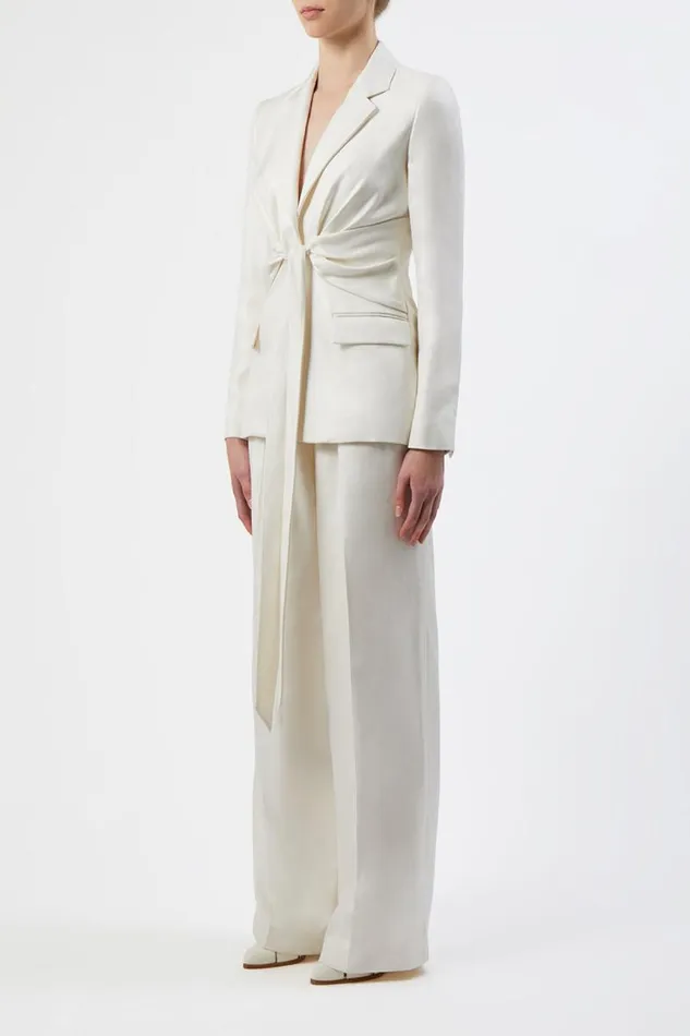 Gabriela Hearst Blazers and Vests Women Grant Knotted Blazer In Ivory Silk