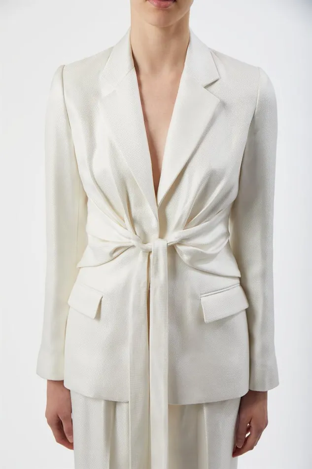Gabriela Hearst Blazers and Vests Women Grant Knotted Blazer In Ivory Silk