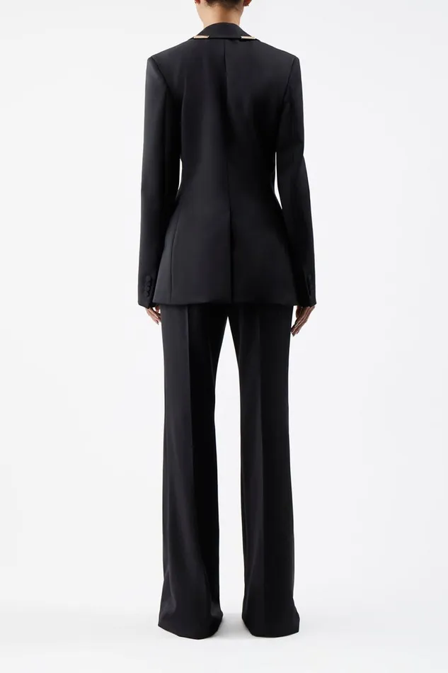 Gabriela Hearst Blazers and Vests Women Leiva Blazer In Black Sportswear Wool With Gold Bars