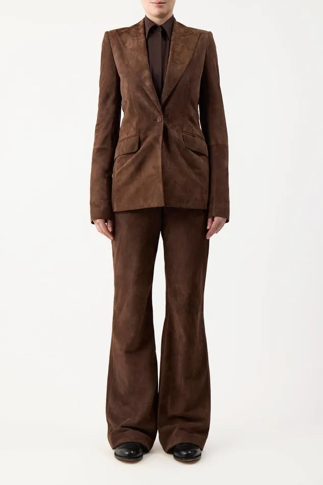 Gabriela Hearst Blazers and Vests Women Leiva Blazer In Chocolate Suede
